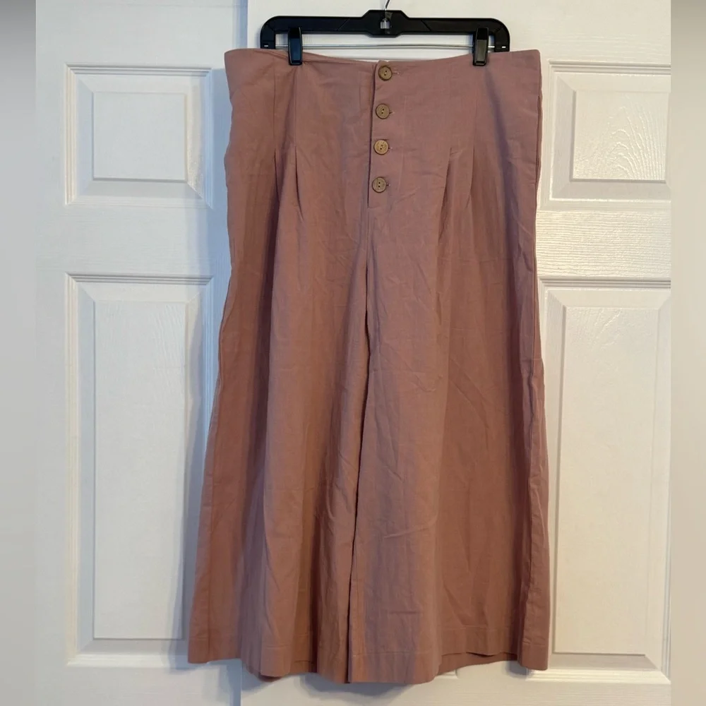 Good Luck Gem Mauve NEW High Waist Flare Cotton Bohemian Beach Casual Pants - Picture 2 of 7